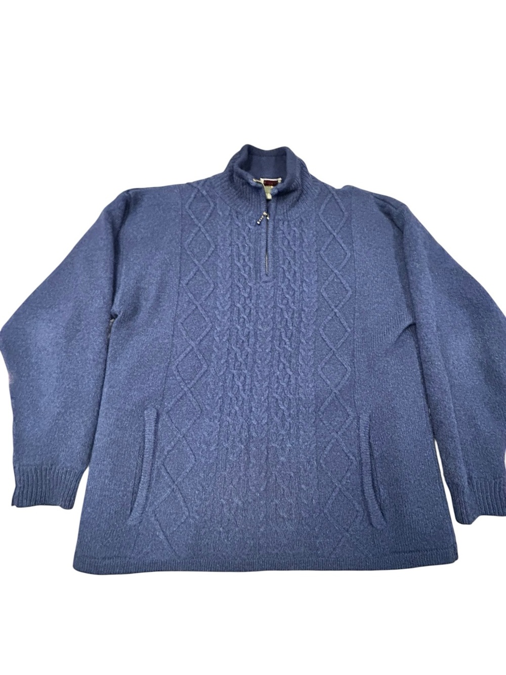 Carraig Donn‎ Ireland Men’s New Wool Navy Qtr Zip Knit Lined Sweater Vintage M